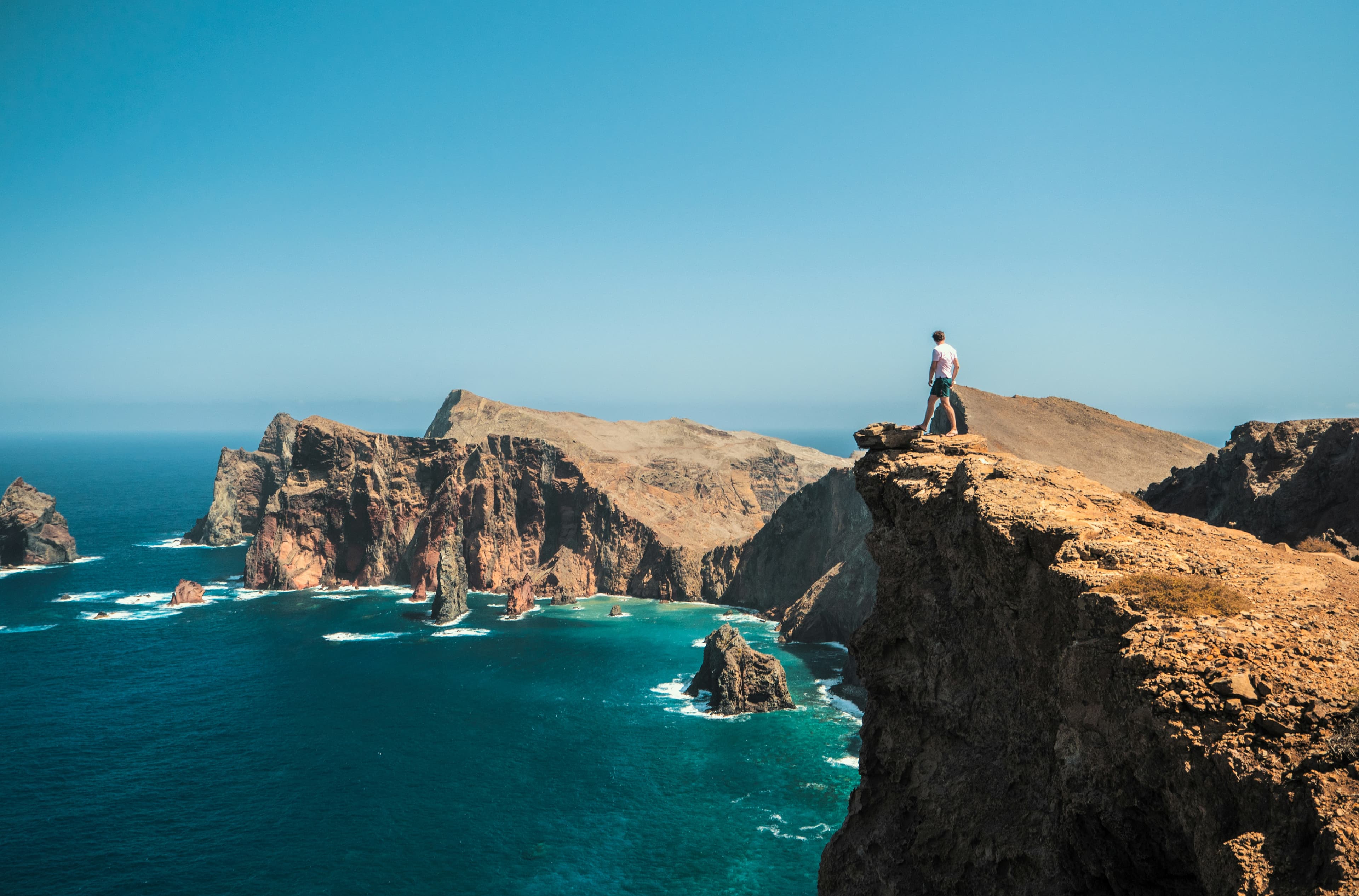 Beautiful view of Madeira, Portugal with mountains and ocean.